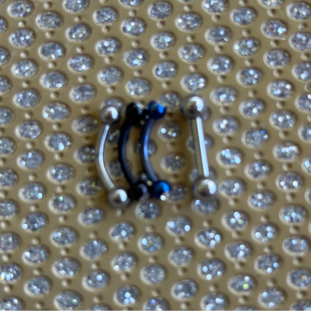 Eyebrow Piercing Barbells in Silver, Blue and Black-Curved & Straight